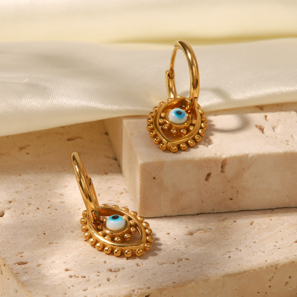 Blue evil eye golden earrings