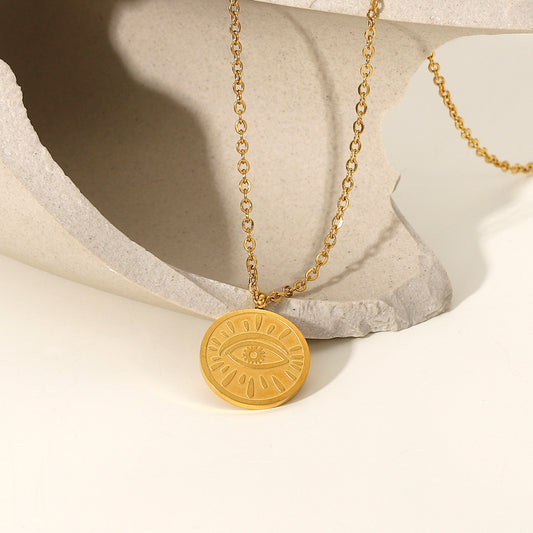 Eye of the guardians golden coin necklace