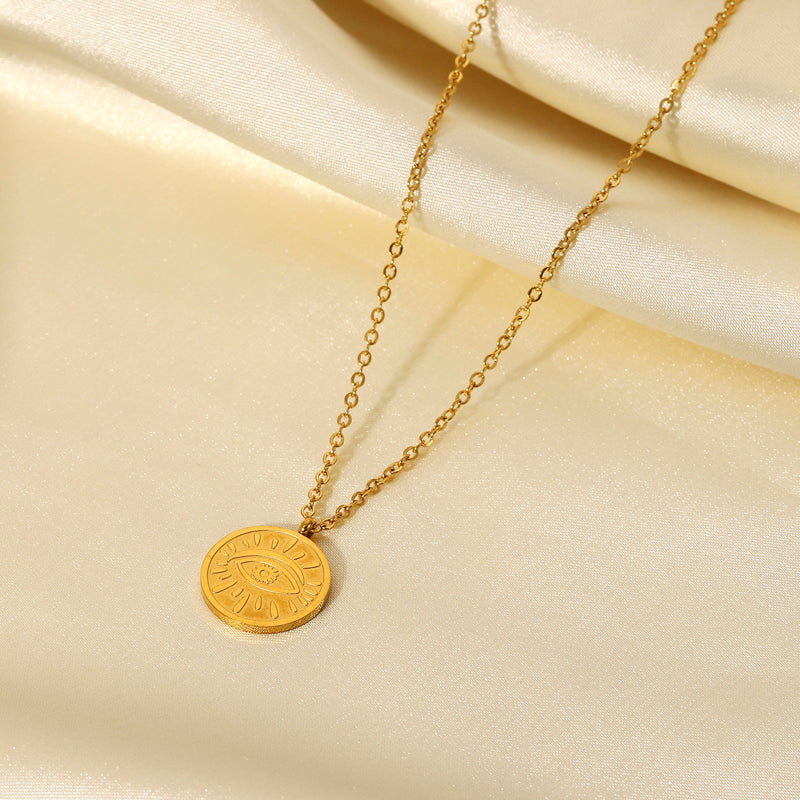 Eye of the guardians golden coin necklace