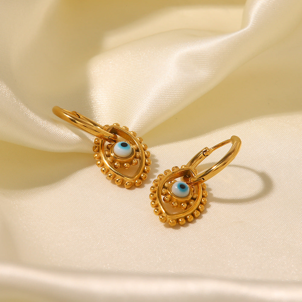 Blue evil eye golden earrings