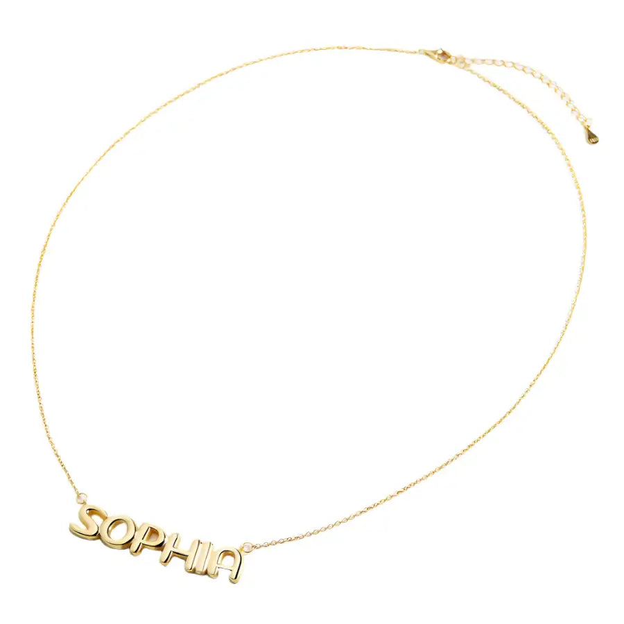 Balloon Name Necklace-Gold