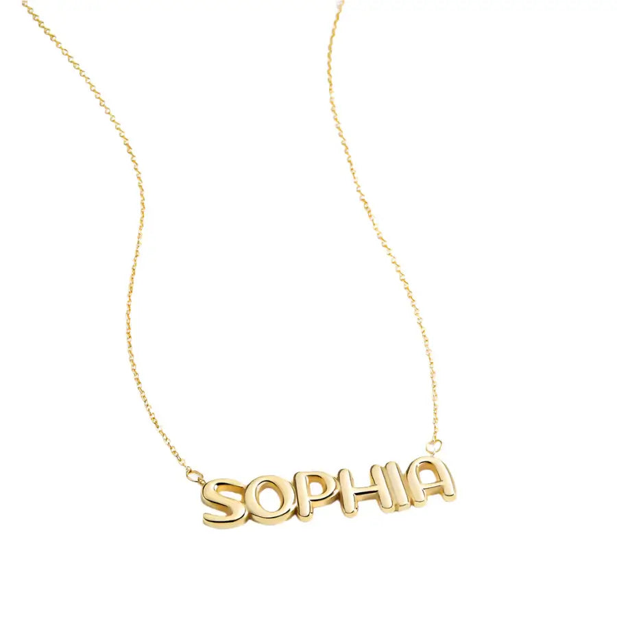 Balloon Name Necklace-Gold