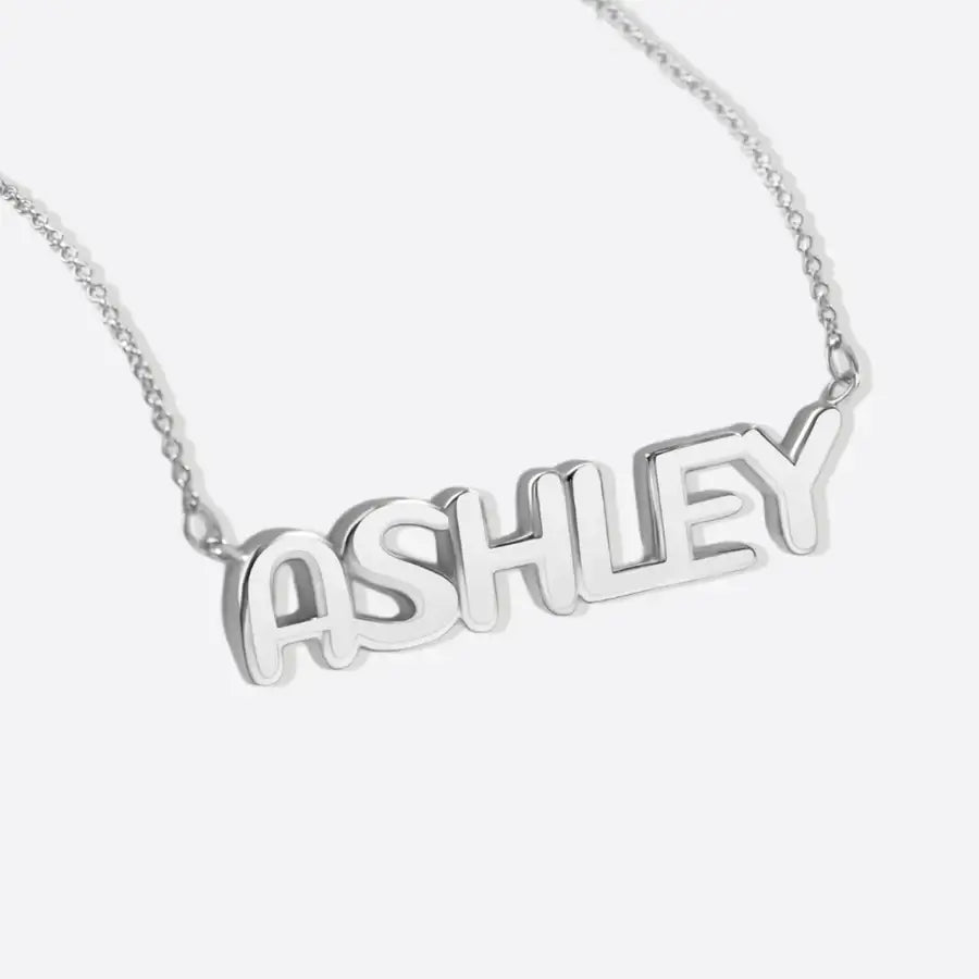 Balloon Name Necklace-Silver