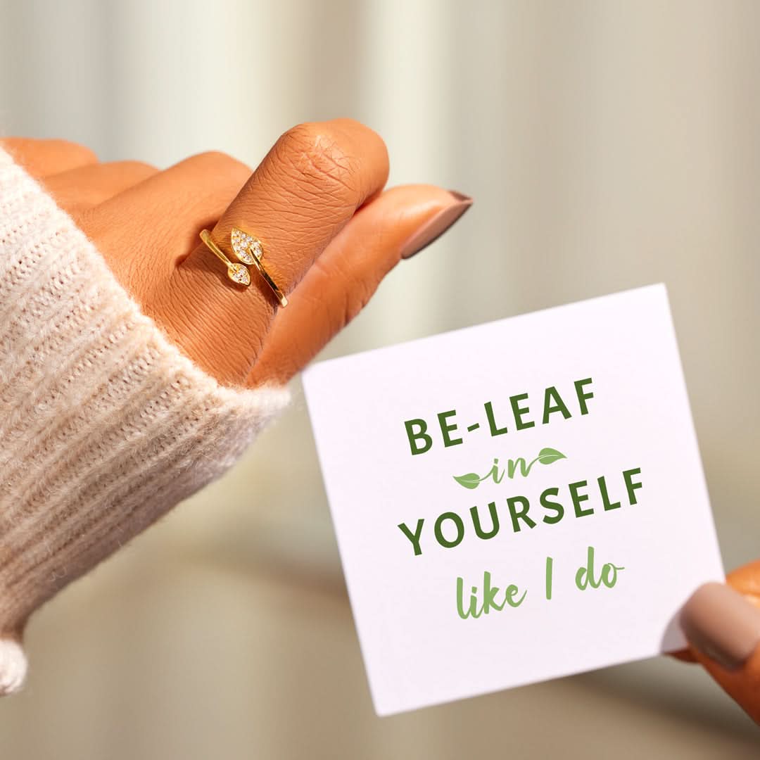Be-Leaf In Yourself Like I Do Double Leaf Ring ONNEA Jewelry