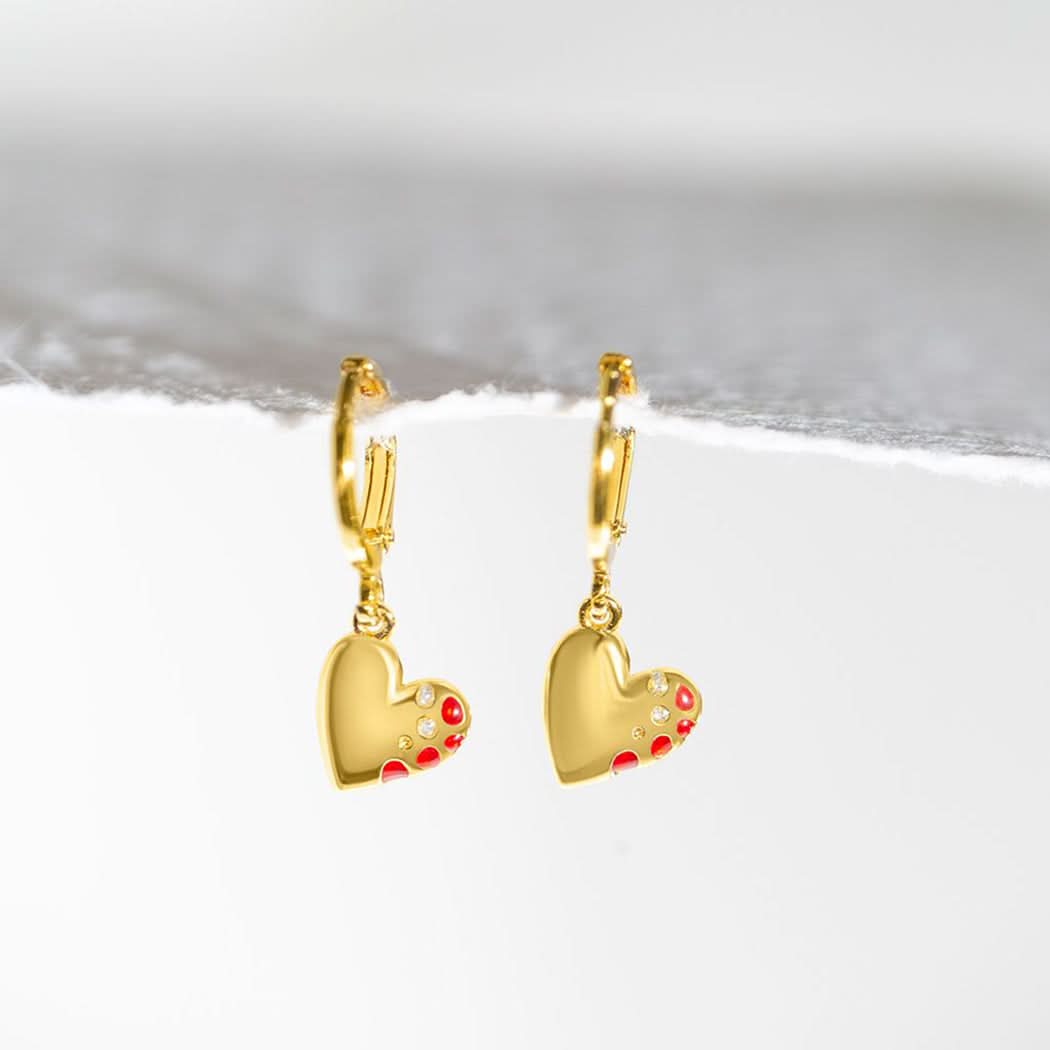 Jeweled Heart Earrings - Gold ONNEA Jewelry