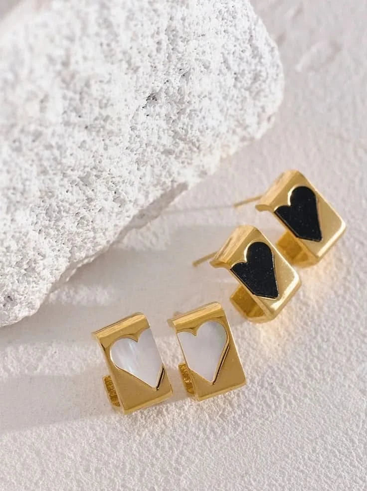 Shell Acrylic Essential Heart Stud Earrings ONNEA Jewelry