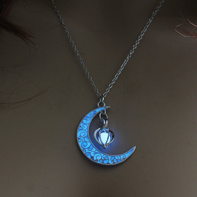 Glowing Silver-Plated Pendant Necklace