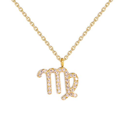 Golden Zodiac Necklaces with Diamond - Embellished Symbols: A Celestial Charm