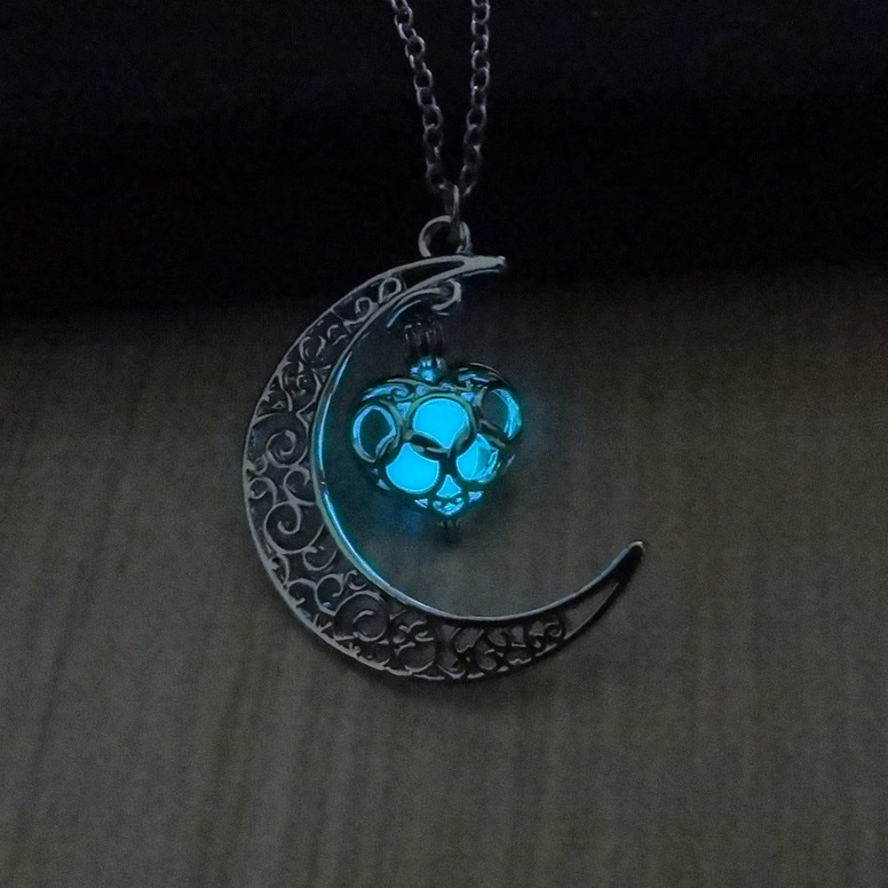 Glowing Silver-Plated Pendant Necklace