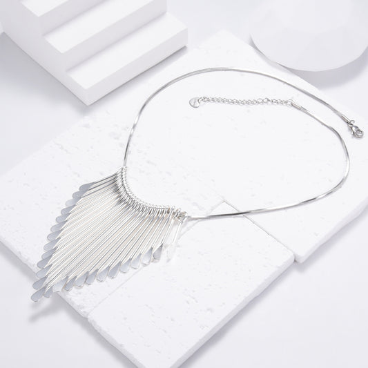 Traditional ethnic style silver necklace