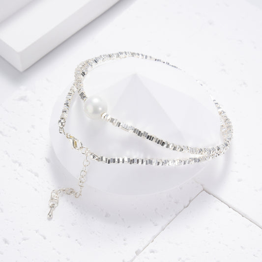 Sterling silver and delicate pearl necklace