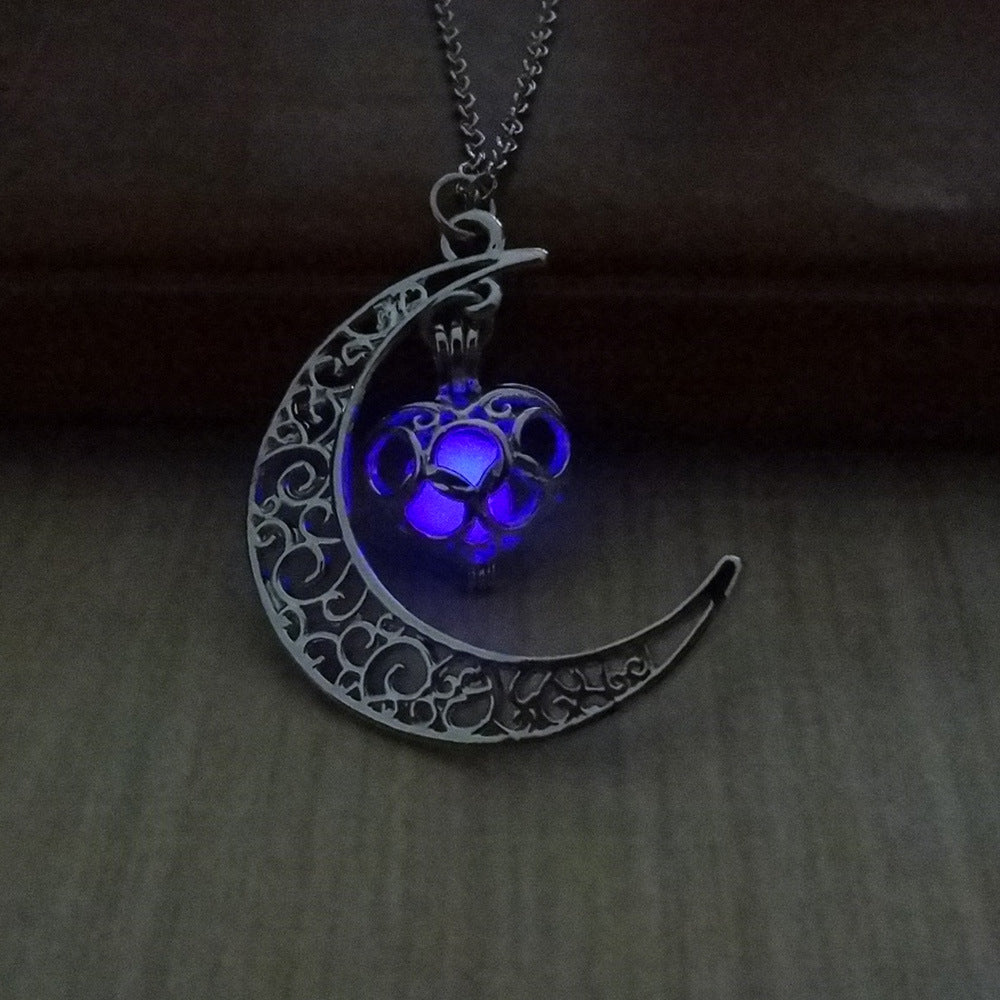 Glowing Silver-Plated Pendant Necklace