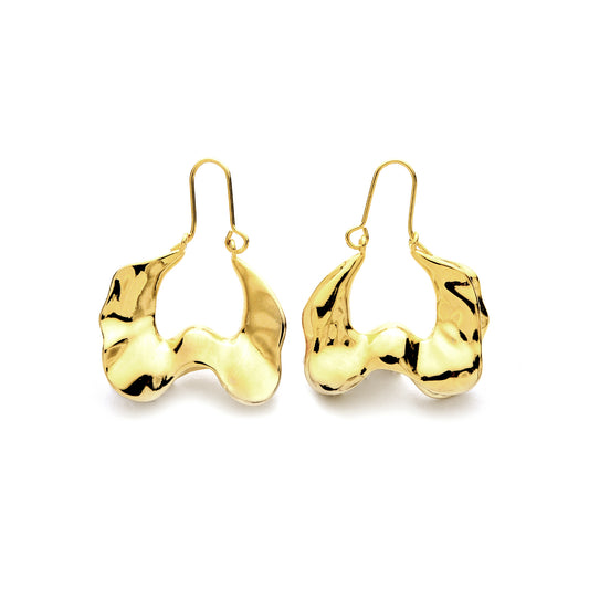 Abstract golden wave earrings