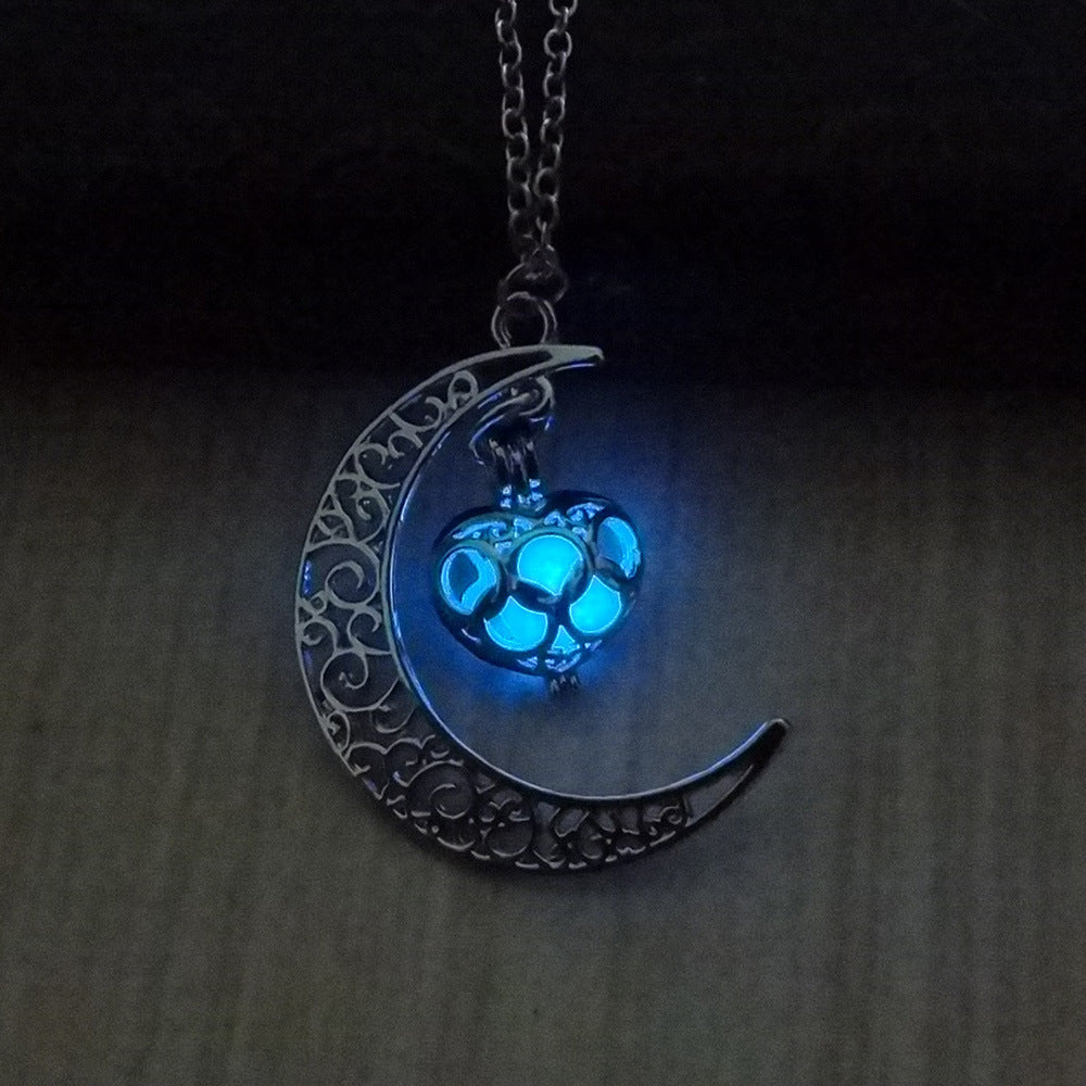 Glowing Silver-Plated Pendant Necklace