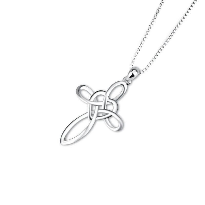 Silver Heart & Cross Pendant Necklace with Cubic Zirconia ONNEA Jewelry