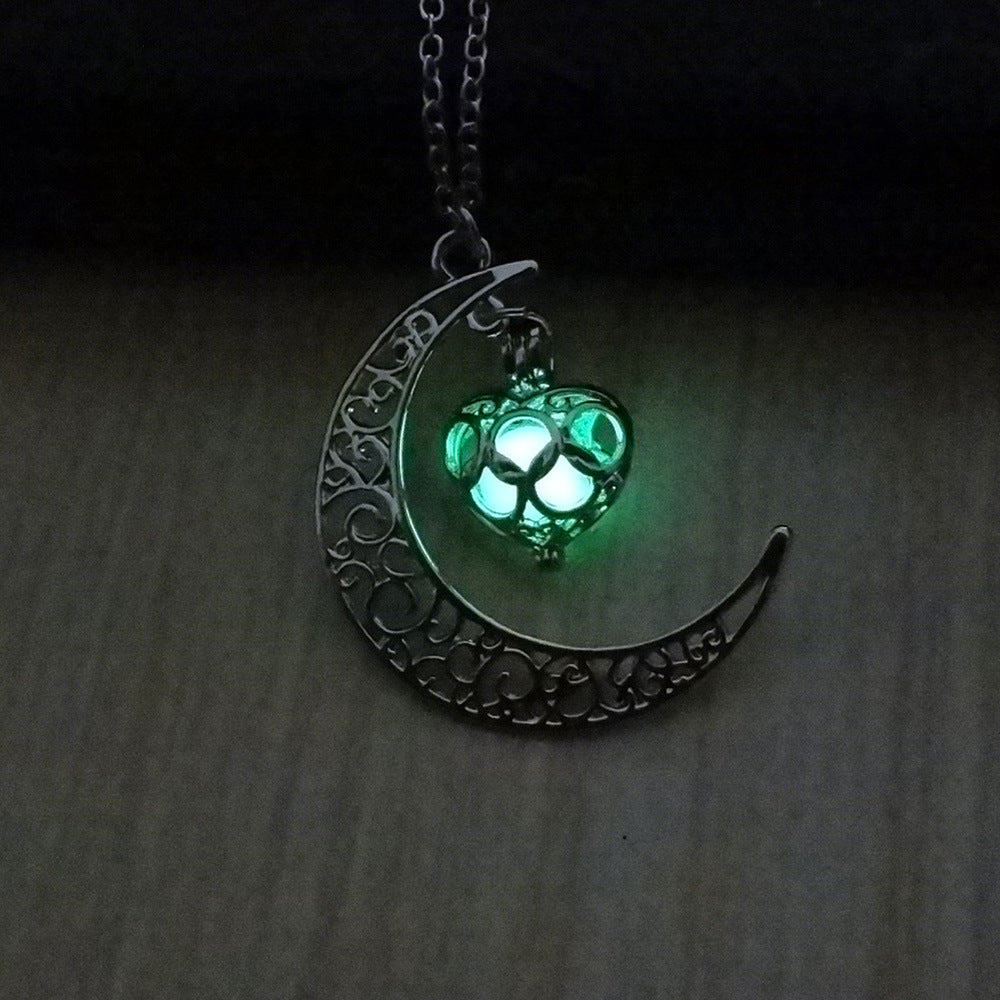 Glowing Silver-Plated Pendant Necklace