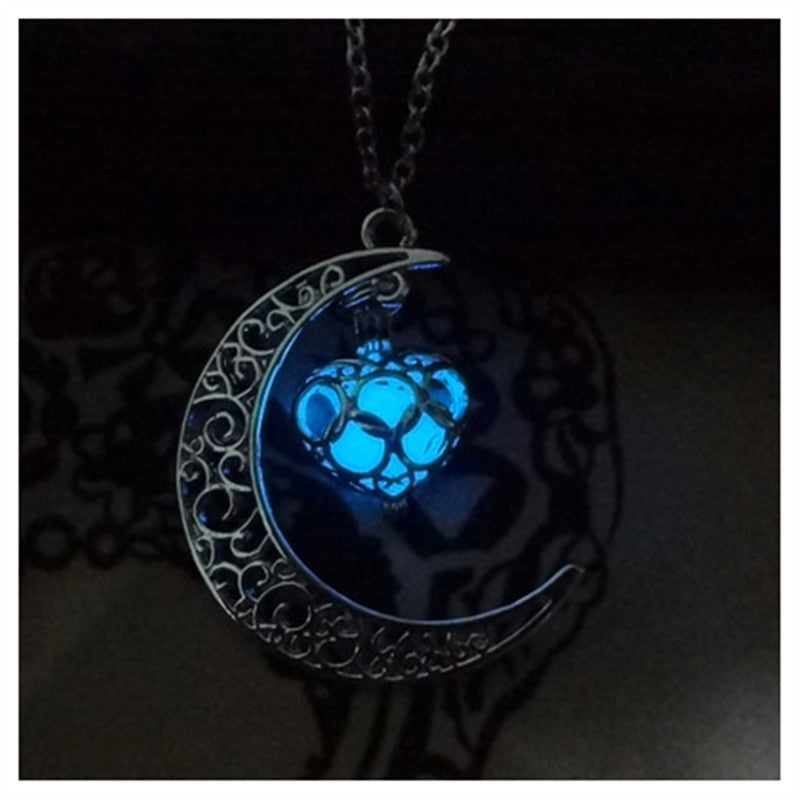 Glowing Silver-Plated Pendant Necklace