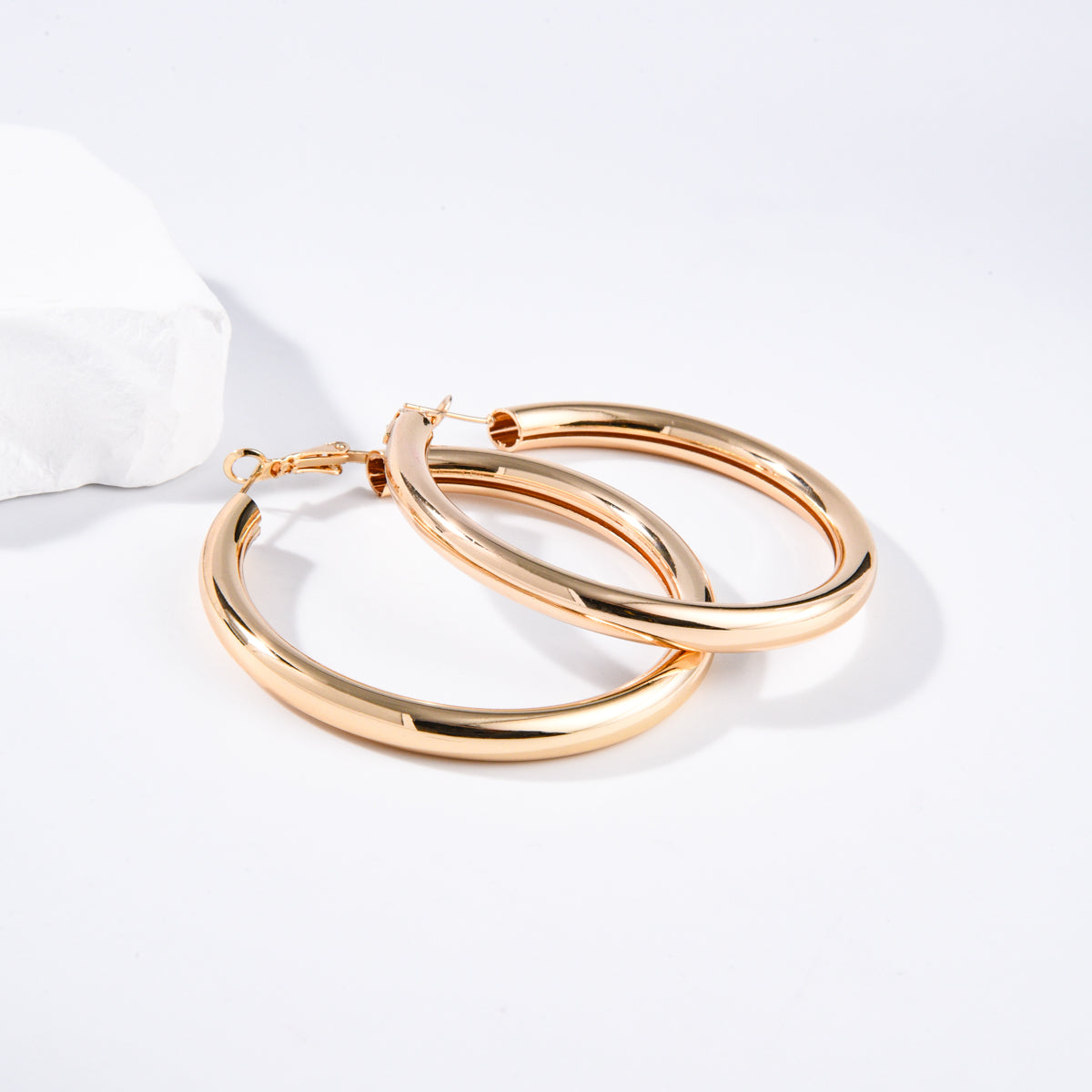 big hoop gold earring copper plated with gold