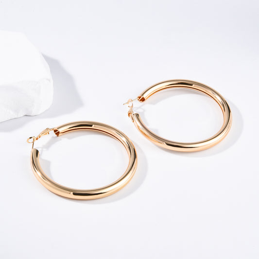 big hoop gold earring copper plated with gold