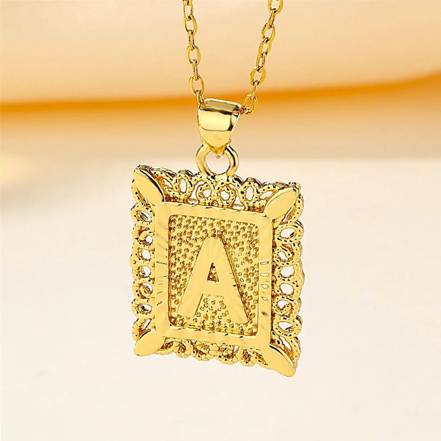 Golden Square Letter Necklaces with Exquisite Edging: A Touch of Elegance ONNEA Jewelry