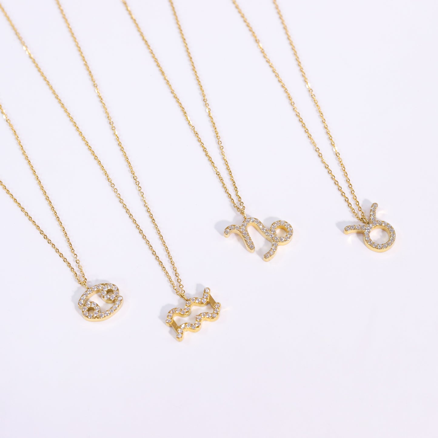 Golden Zodiac Necklaces with Diamond - Embellished Symbols: A Celestial Charm