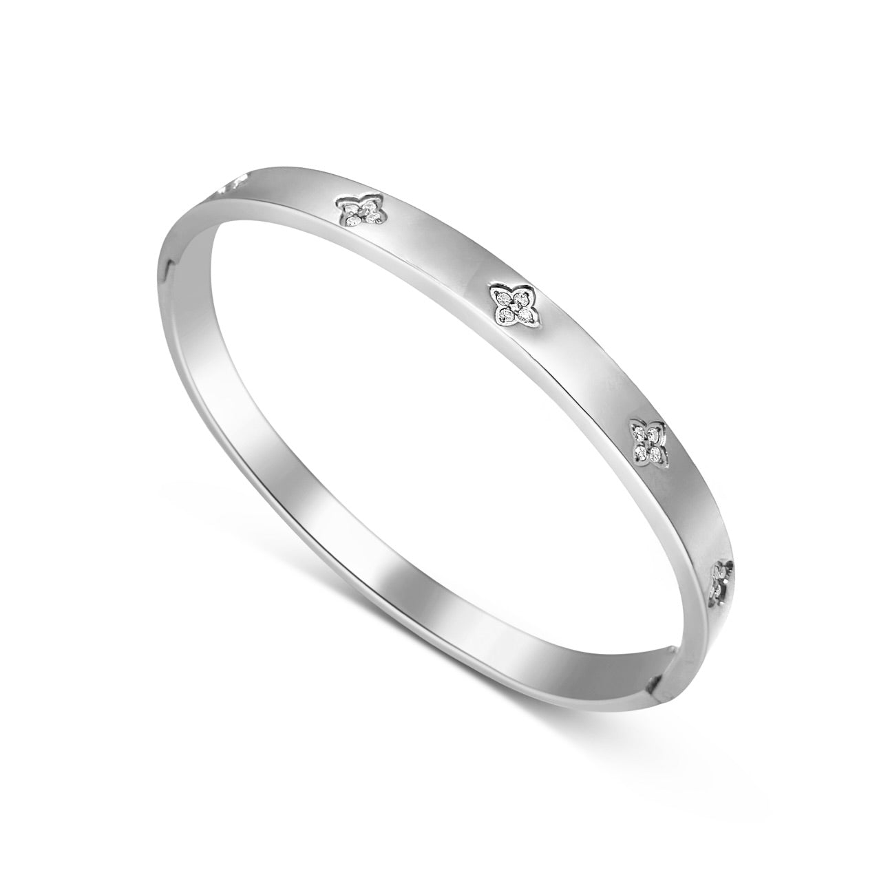 Silver Clover Bangle