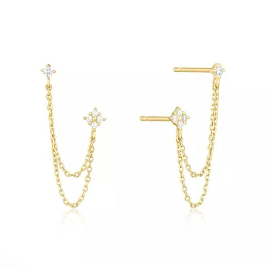 Gold Double Chain Studs