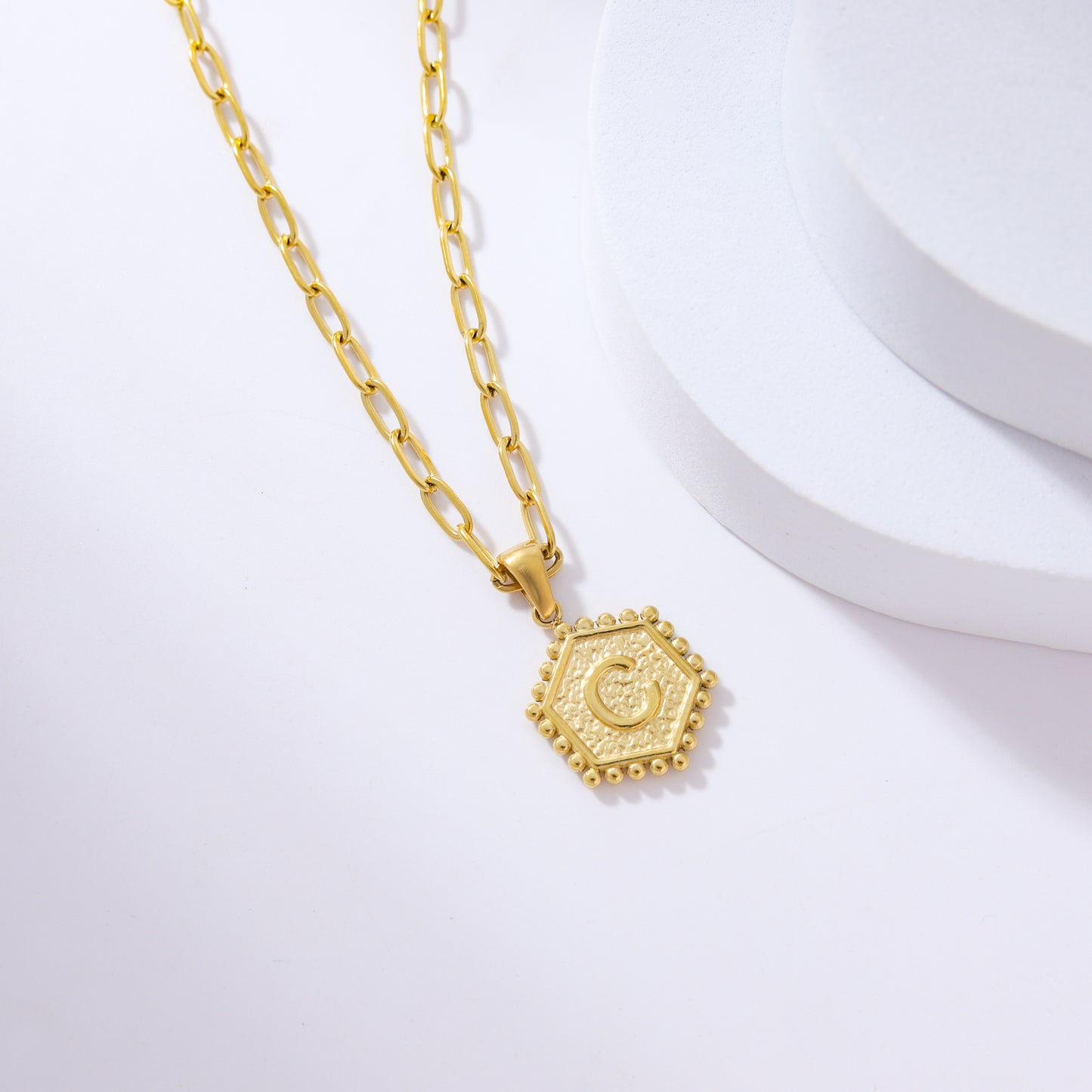 Hexagonal Initial Necklaces