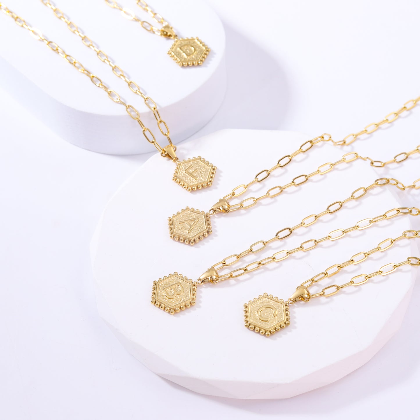 Hexagonal Initial Necklaces