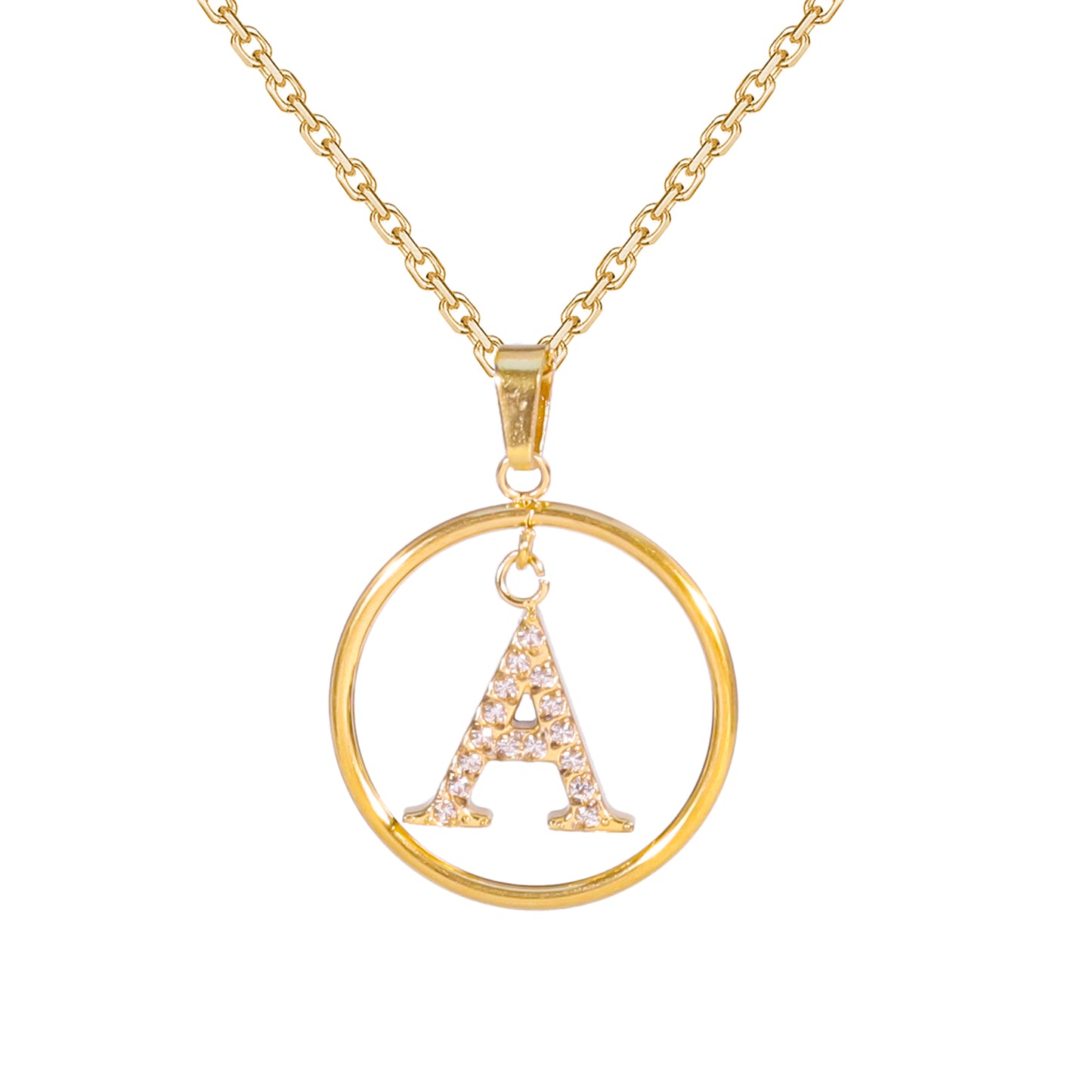 Golden Letter Necklaces with Diamond - Embellished Circles: A Touch of Glamour