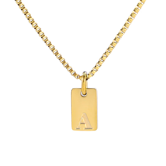 Golden Rectangular Initial Necklaces: Chic and Personalized