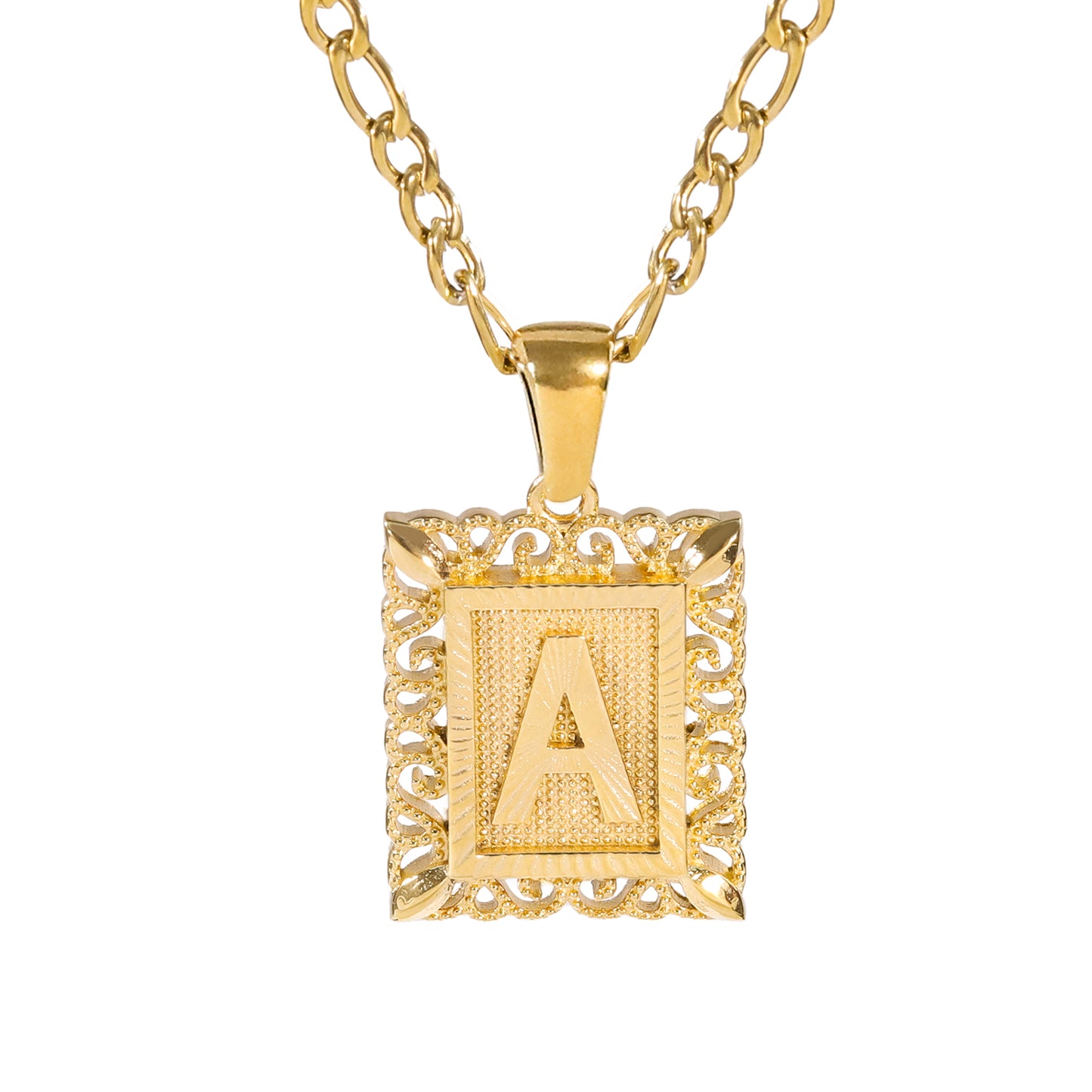 Golden Square Letter Necklaces with Exquisite Edging: A Touch of Elegance