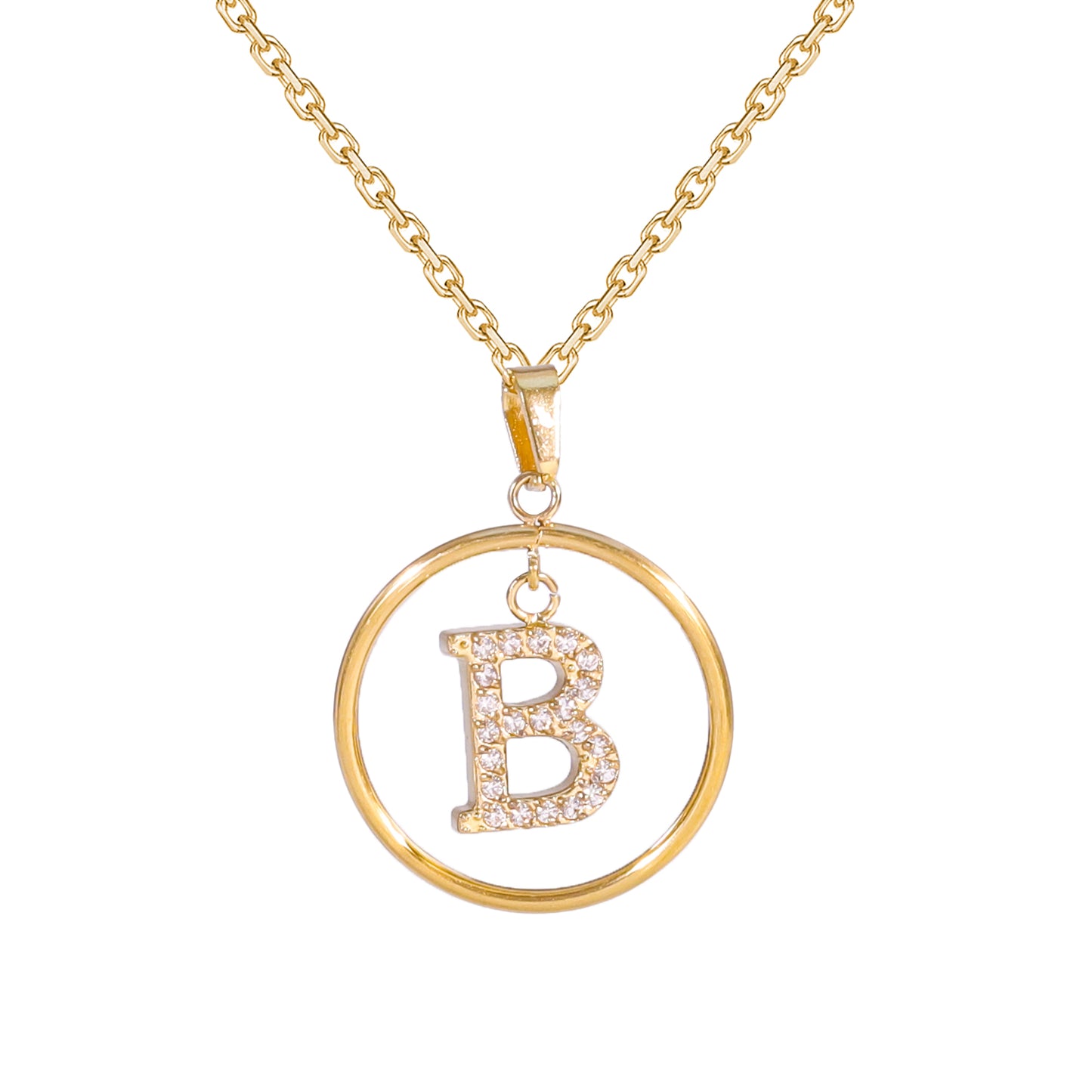 Golden Letter Necklaces with Diamond - Embellished Circles: A Touch of Glamour