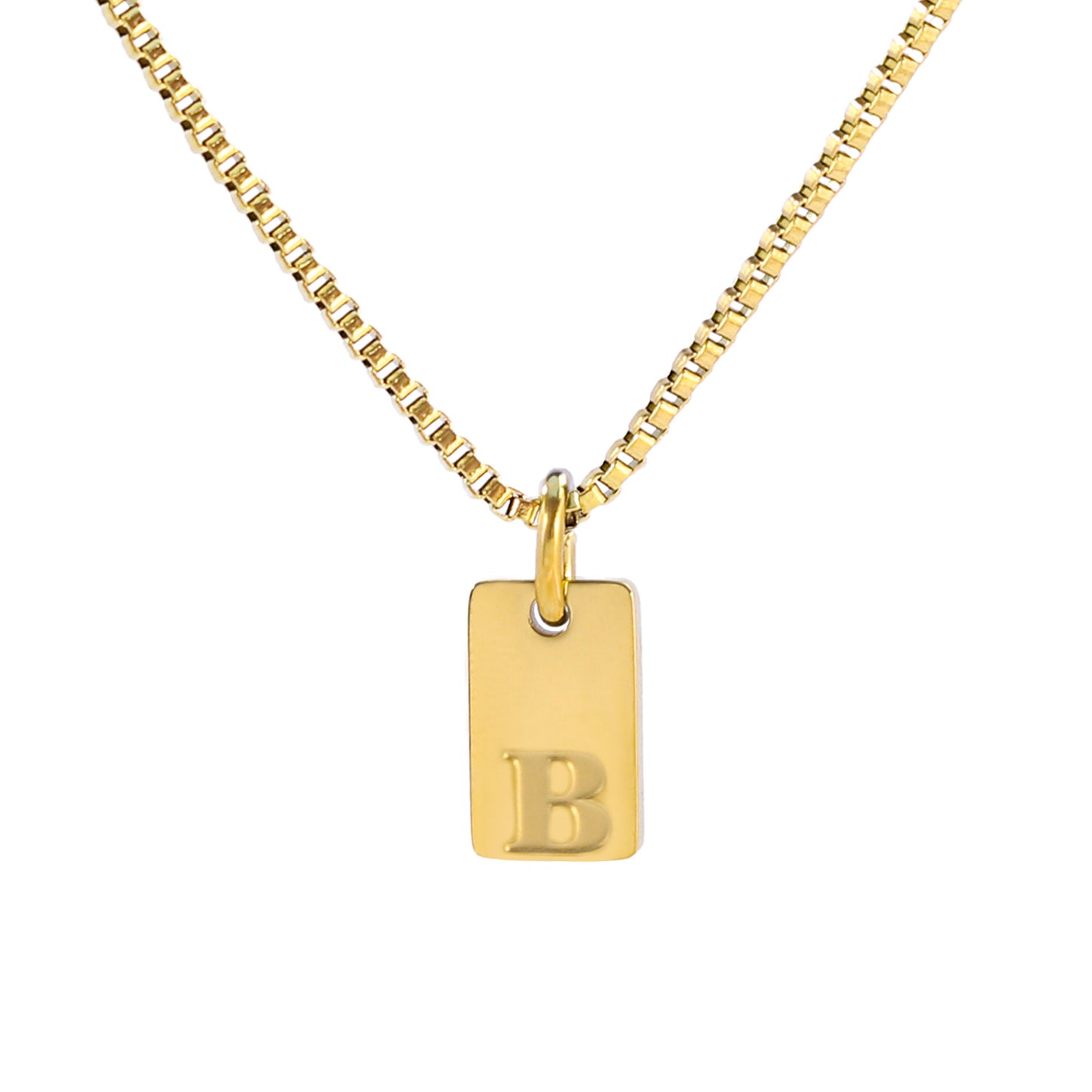 Golden Rectangular Initial Necklaces: Chic and Personalized