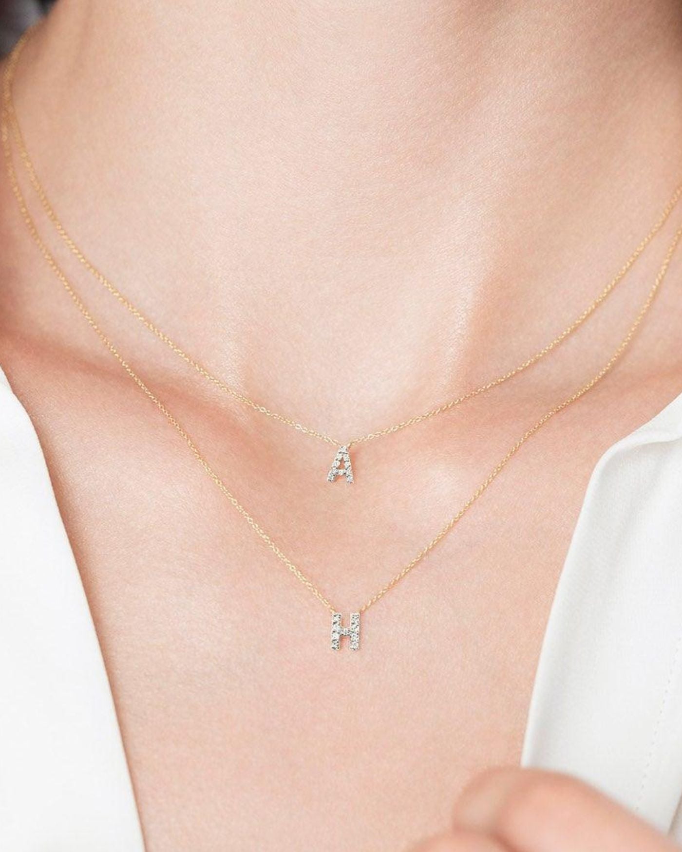 Diamond Pavé Initial Letter Necklace