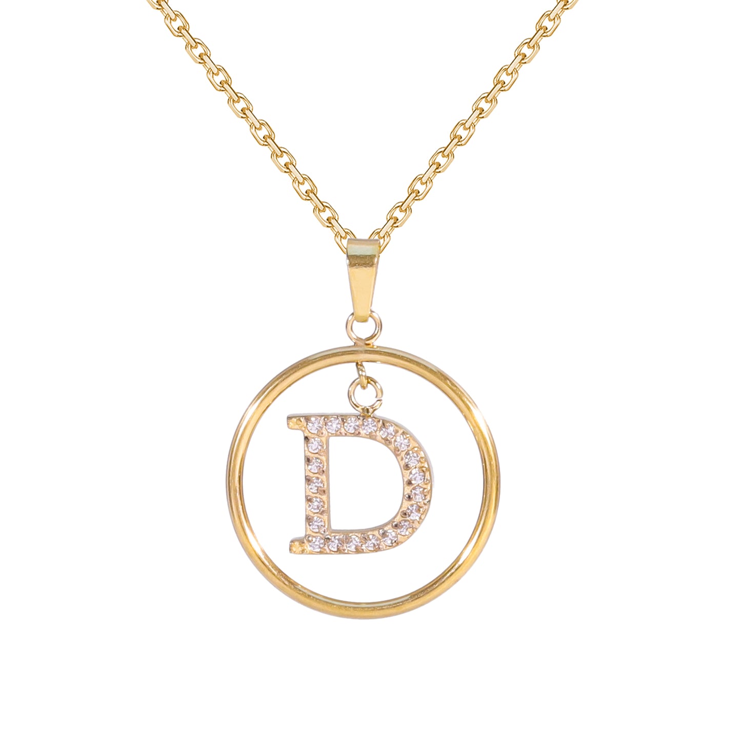 Golden Letter Necklaces with Diamond - Embellished Circles: A Touch of Glamour