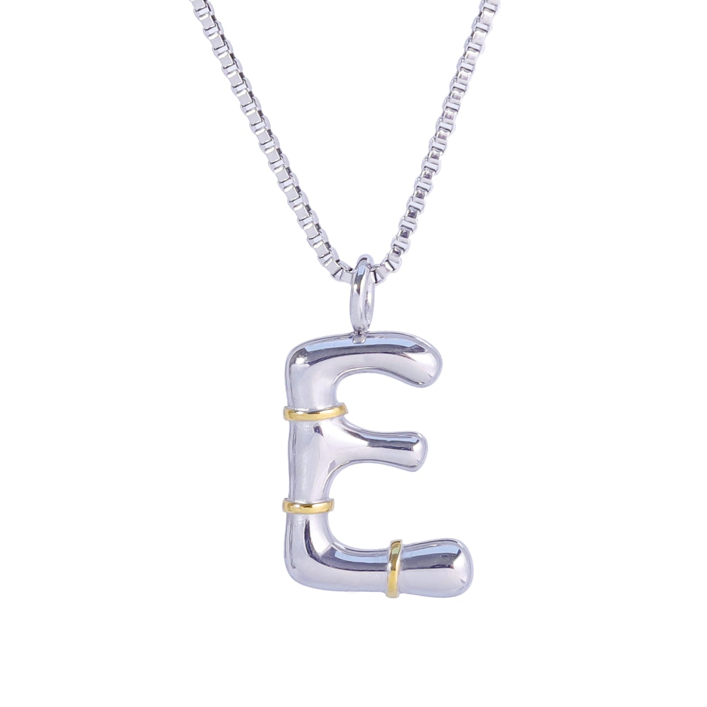 Silver Letter Necklaces with Unique Design and Gold Accents