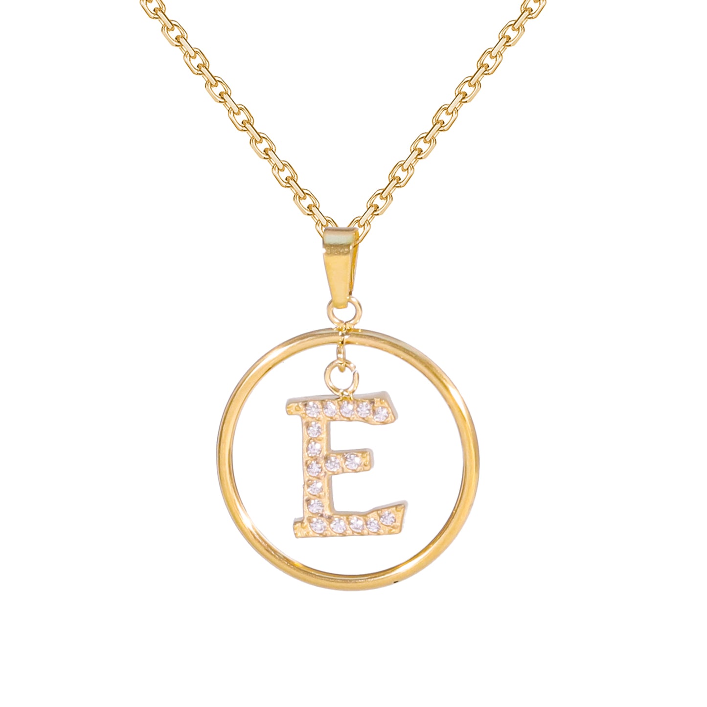 Golden Letter Necklaces with Diamond - Embellished Circles: A Touch of Glamour