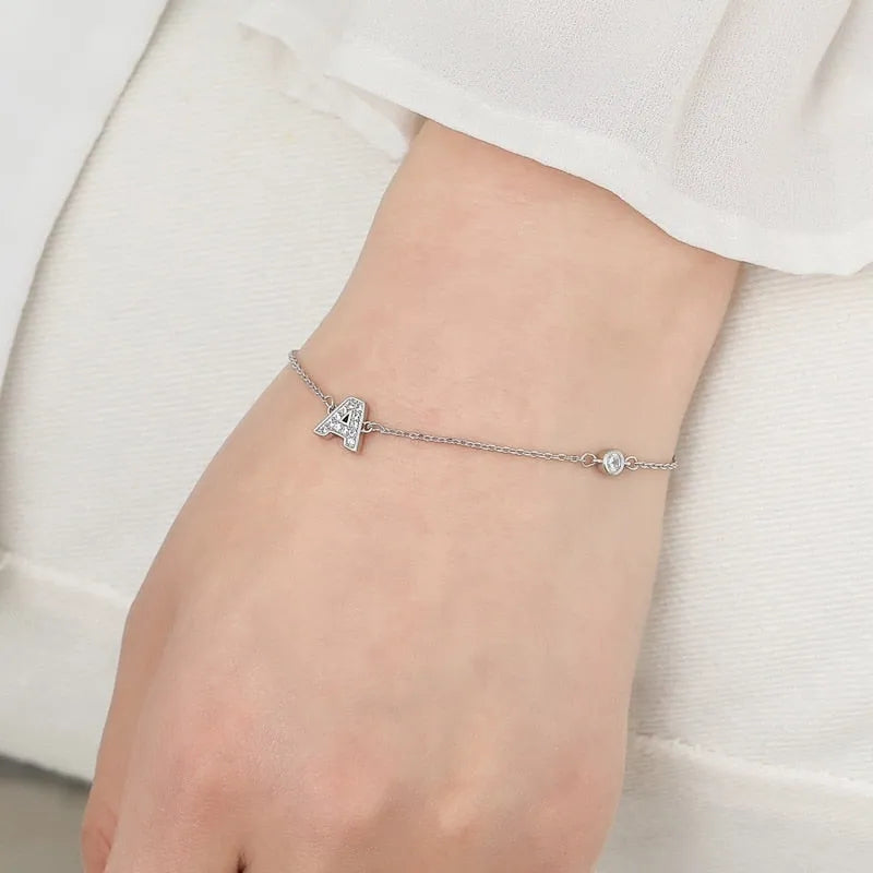 Essential Initial Letter Charm Zircon Bracelet