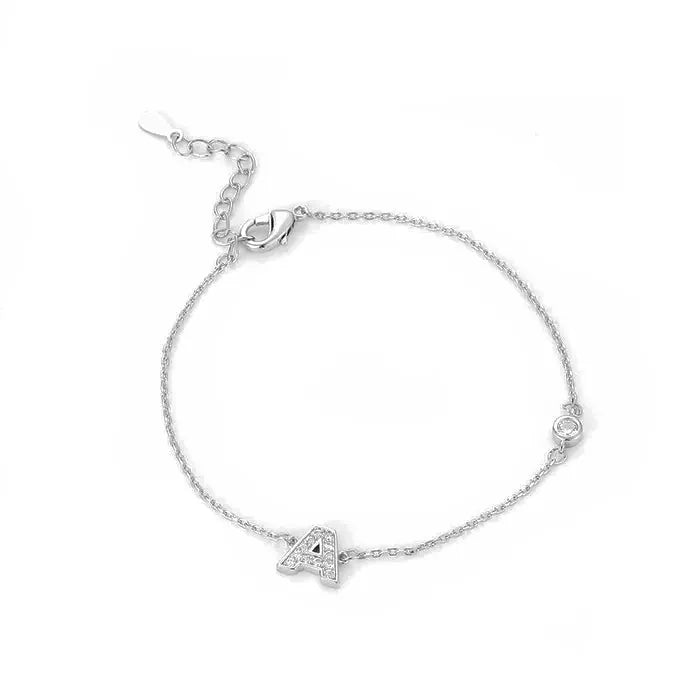 Essential Initial Letter Charm Zircon Bracelet