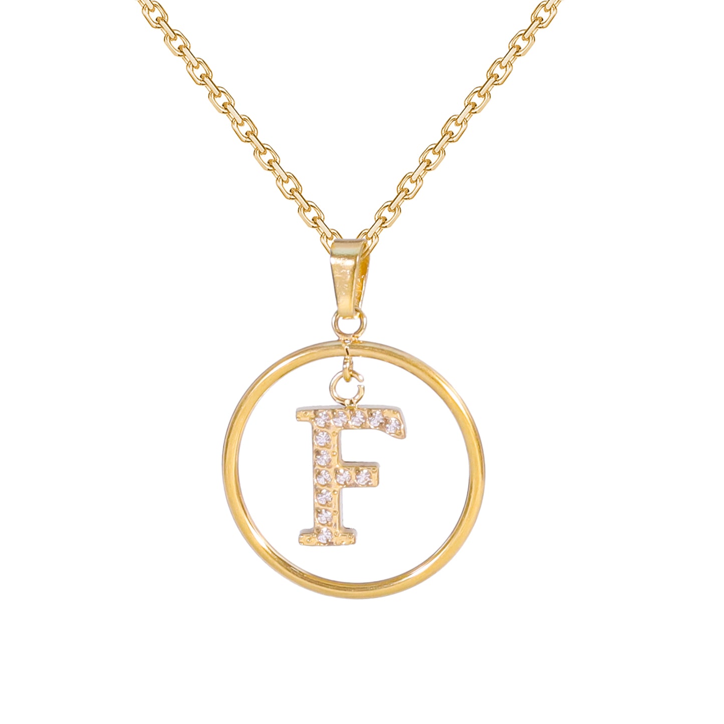 Golden Letter Necklaces with Diamond - Embellished Circles: A Touch of Glamour