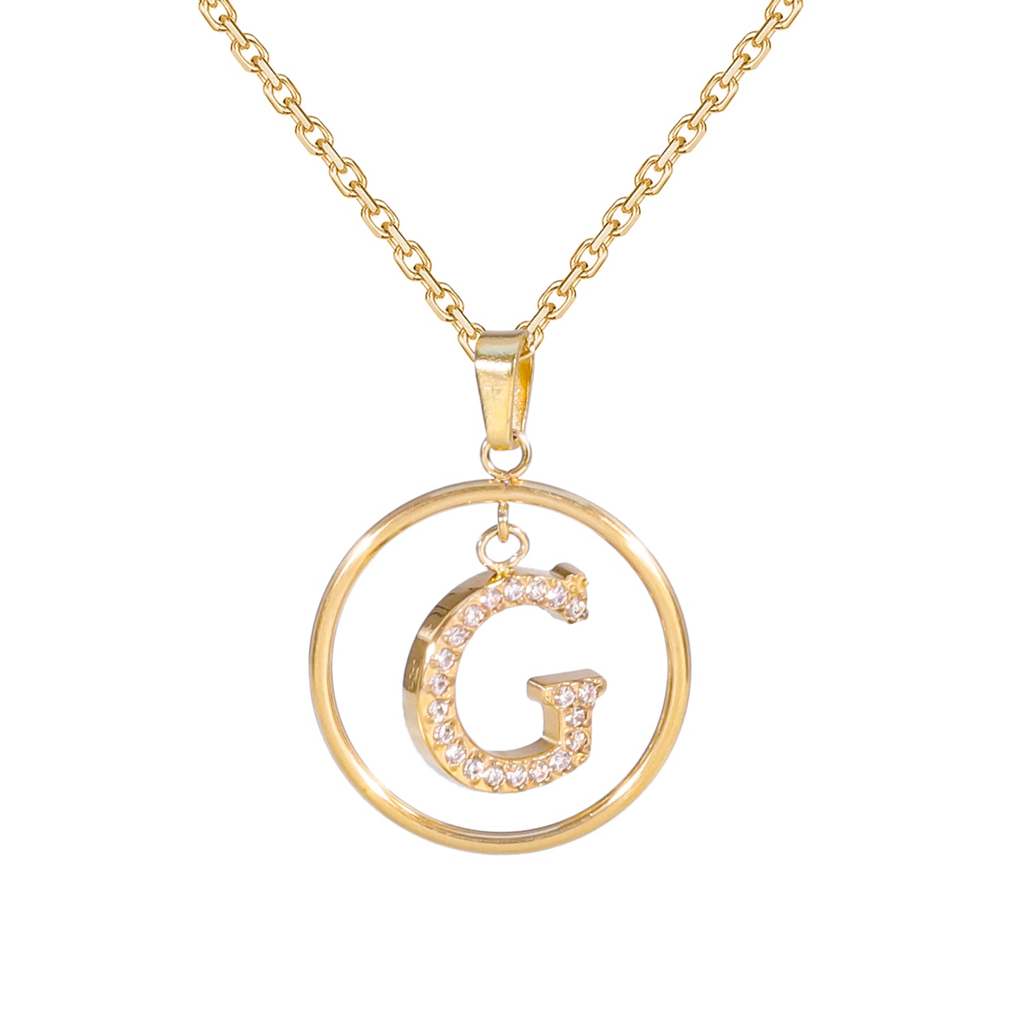 Golden Letter Necklaces with Diamond - Embellished Circles: A Touch of Glamour