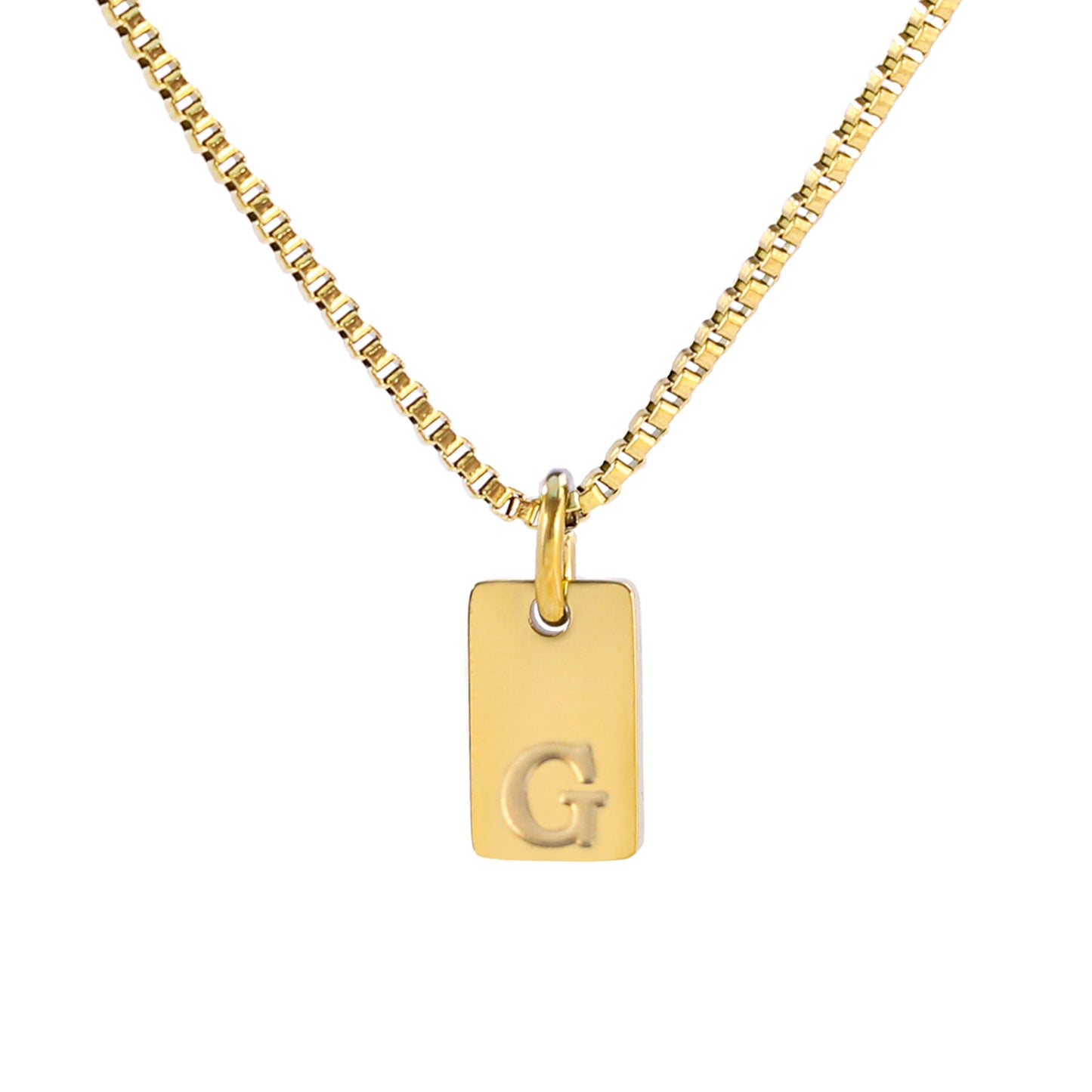 Golden Rectangular Initial Necklaces: Chic and Personalized