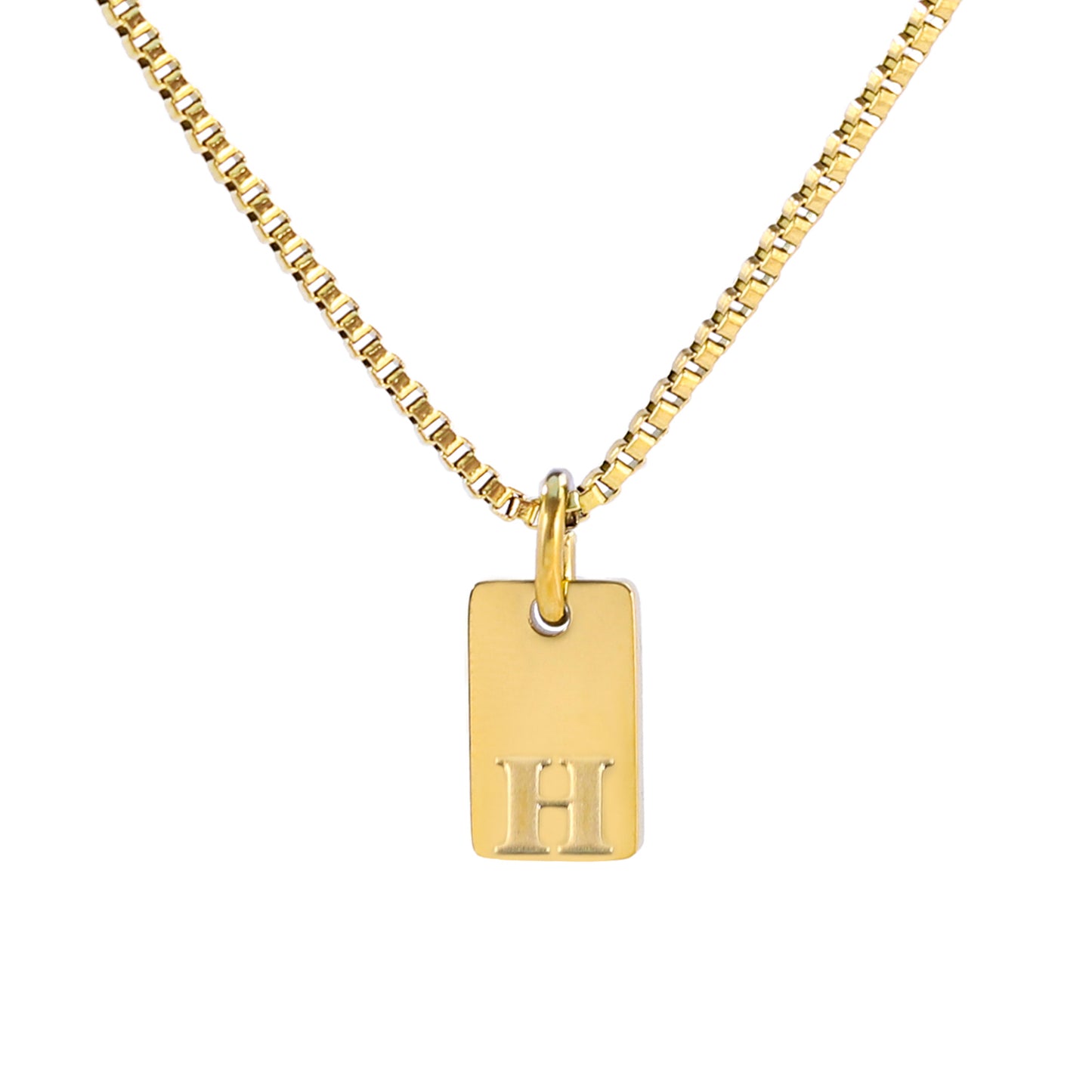 Golden Rectangular Initial Necklaces: Chic and Personalized