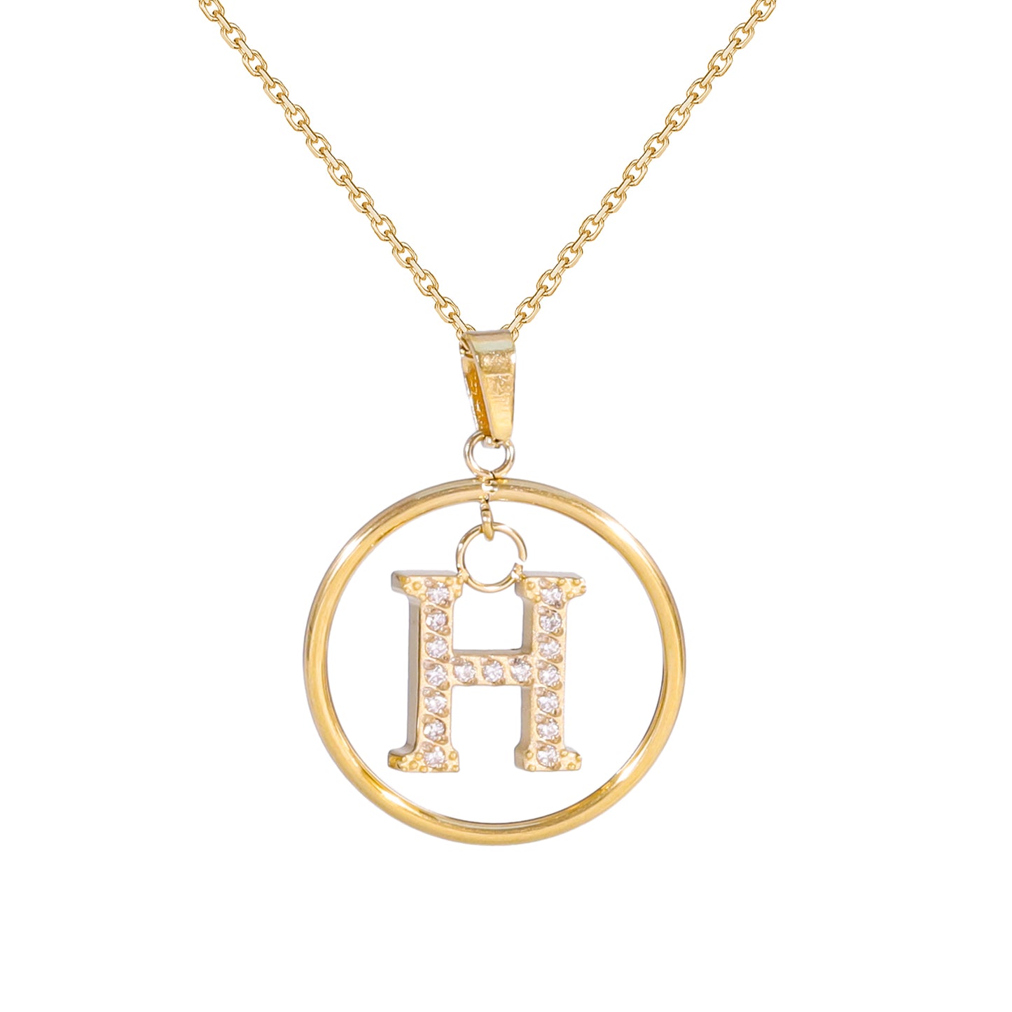 Golden Letter Necklaces with Diamond - Embellished Circles: A Touch of Glamour