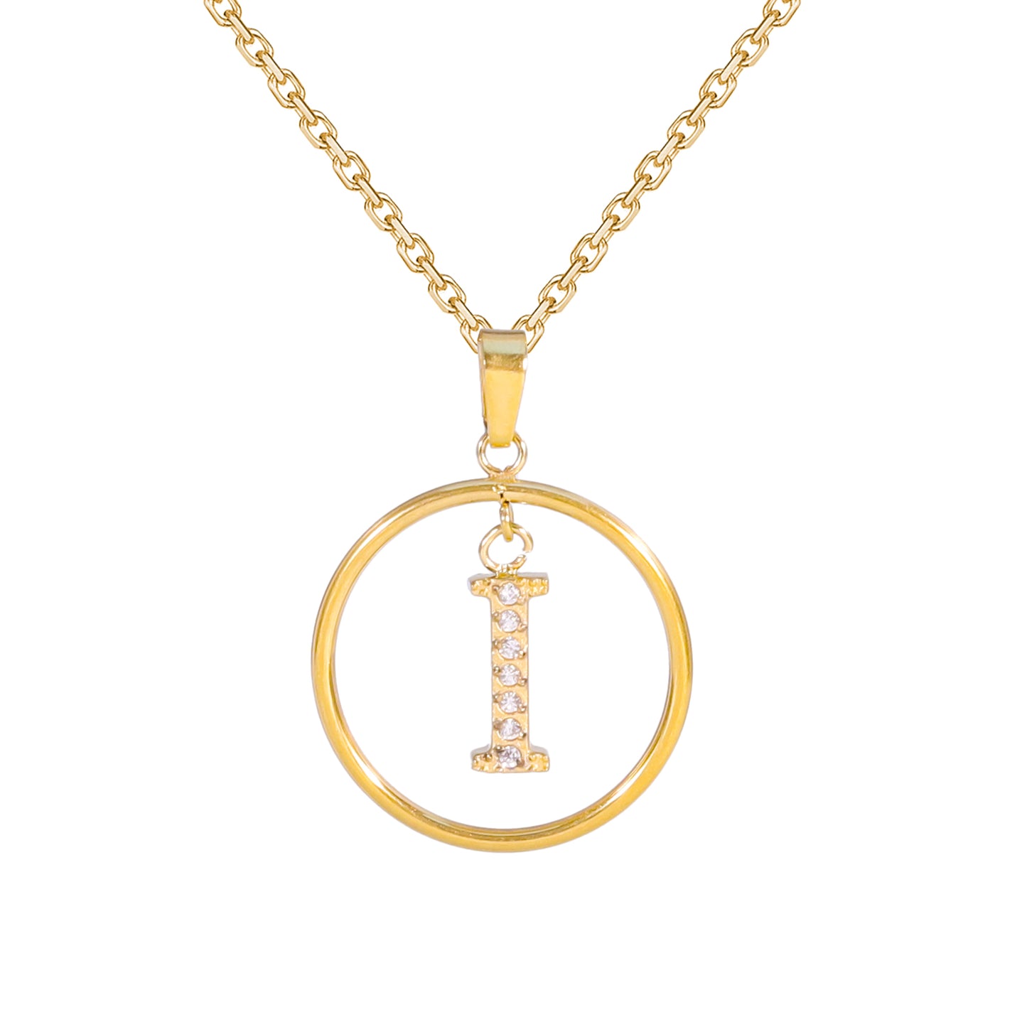 Golden Letter Necklaces with Diamond - Embellished Circles: A Touch of Glamour