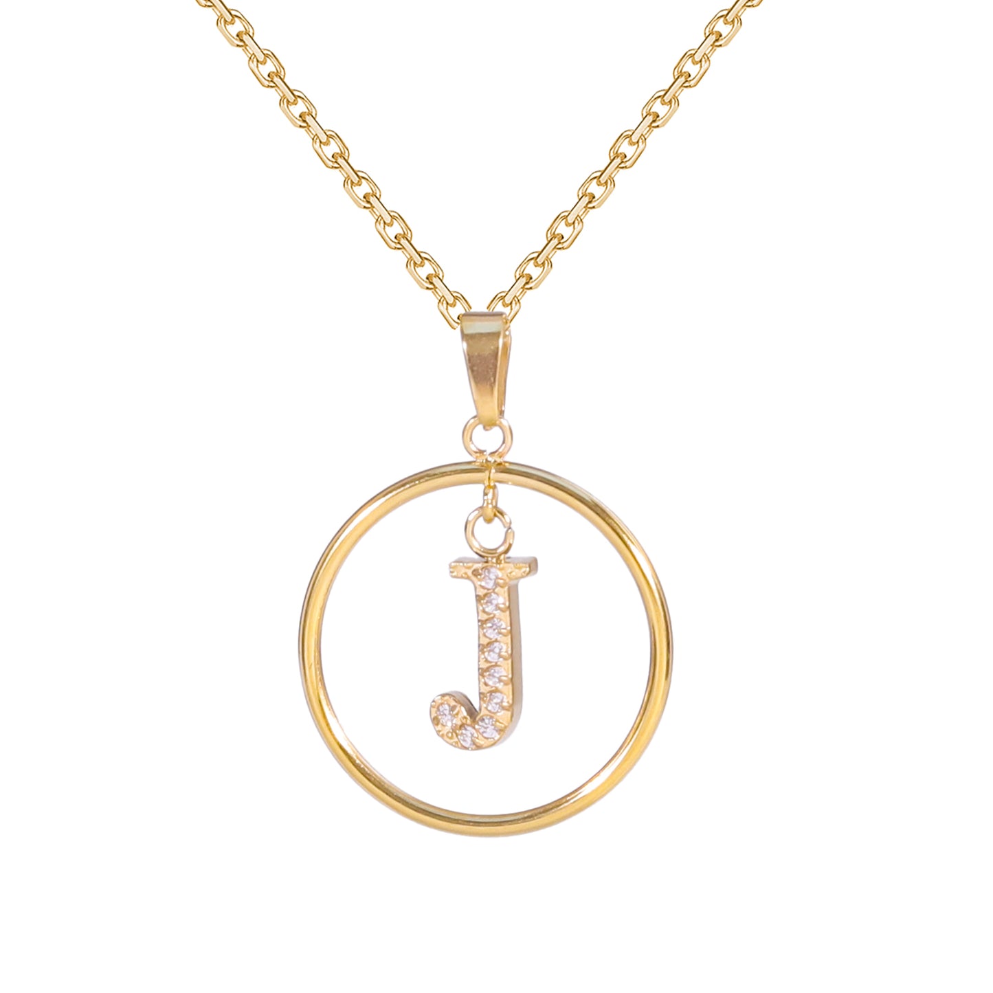 Golden Letter Necklaces with Diamond - Embellished Circles: A Touch of Glamour