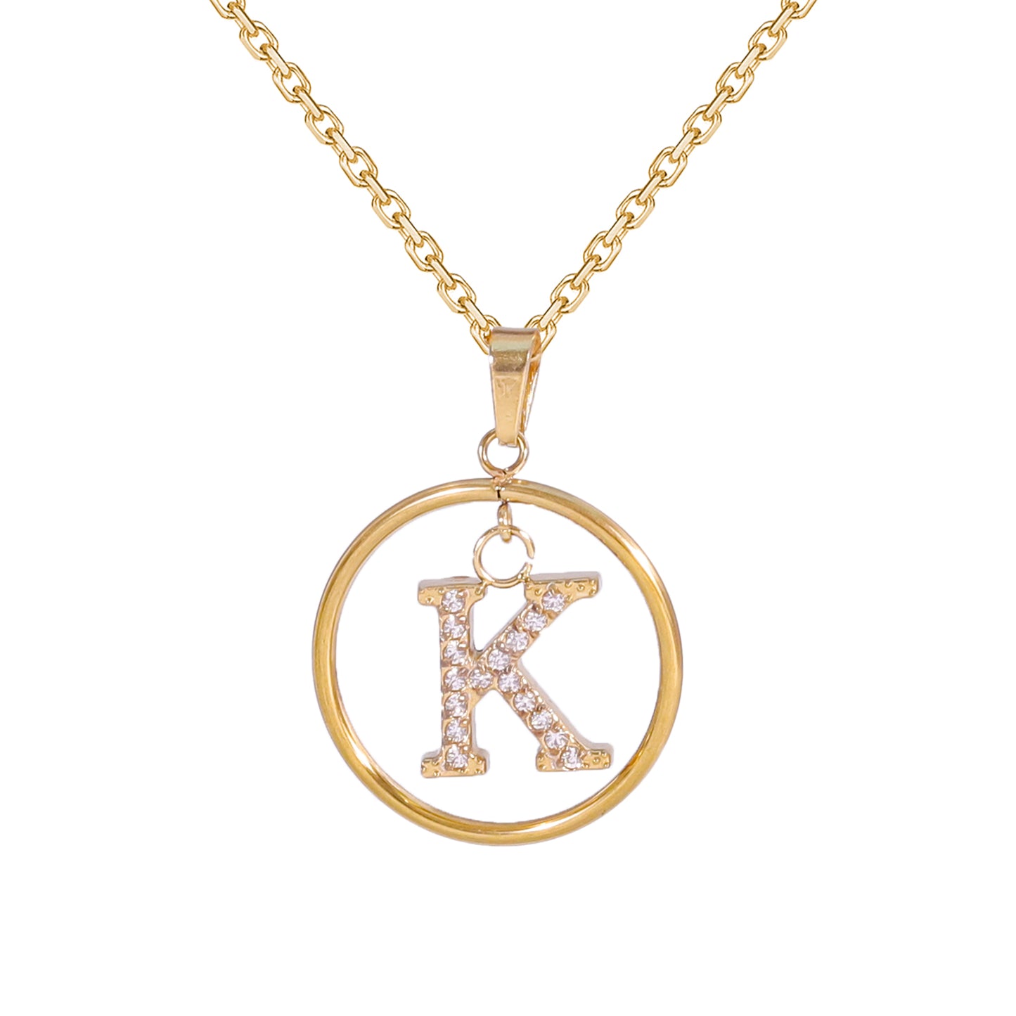 Golden Letter Necklaces with Diamond - Embellished Circles: A Touch of Glamour