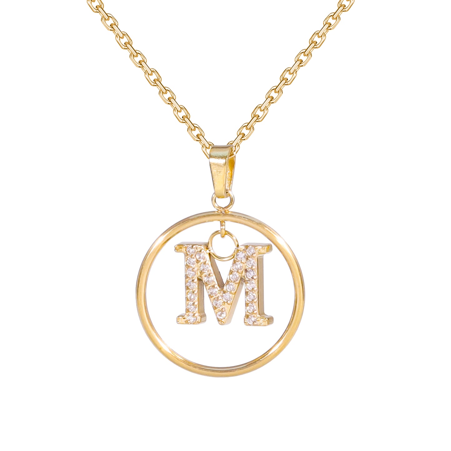 Golden Letter Necklaces with Diamond - Embellished Circles: A Touch of Glamour