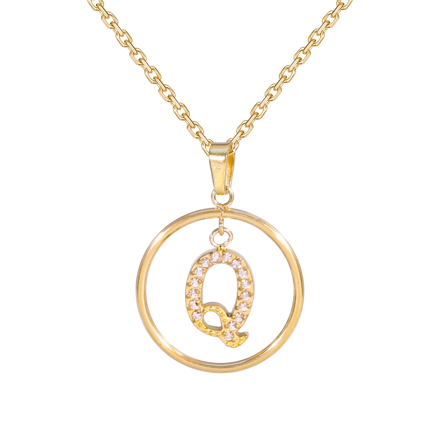 Golden Letter Necklaces with Diamond - Embellished Circles: A Touch of Glamour